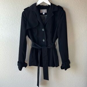 Croft & Barrow Black Short Trench Coat Size Small